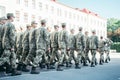 Military boots army walk the parade ground Royalty Free Stock Photo