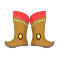 Military boots of the Mongols.part of the national dress of Mongolia.Mongolia single icon in cartoon style vector symbol