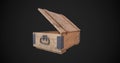 Military box with explosive on a gray background. 3D illustration