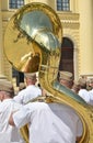 Military brass band outdoor with instruments Royalty Free Stock Photo