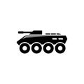 Military BTR, Armored Personnel Carrier. Flat Vector Icon illustration. Simple black symbol on white background. BTR, Armored