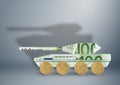 Military budget concept, banknotes as armored tank Royalty Free Stock Photo