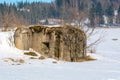 Military bunker in a winter landscape Royalty Free Stock Photo