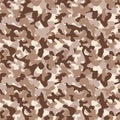 Military camo seamless pattern. Camouflage backdrop in desert brown.