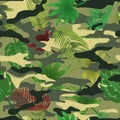 Military camo tropical leaves