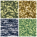 Military camouflage, army uniform fabric vector seamless patterns Royalty Free Stock Photo