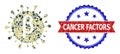 Military Camouflage Beta Covid Virus Icon Collage and Textured Bicolor Cancer Factors Stamp