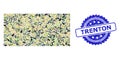 Grunge Trenton Stamp Seal and Military Camouflage Collage of Filled Rectangle