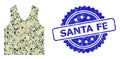 Scratched Santa Fe Stamp Seal and Military Camouflage Collage of Gilet