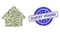 Textured Guest House Stamp Seal and Military Camouflage Composition of House
