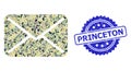 Distress Princeton Stamp Seal and Military Camouflage Composition of Mail