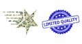 Grunge Limited Quality Stamp Seal and Military Camouflage Collage of Star Royalty Free Stock Photo