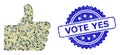 Distress Vote Yes Stamp Seal and Military Camouflage Composition of Thumb Up Royalty Free Stock Photo