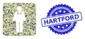 Distress Hartford Seal and Military Camouflage Collage of Groom