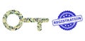 Scratched Registration Stamp Seal and Military Camouflage Composition of Key Royalty Free Stock Photo