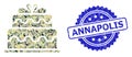 Grunge Annapolis Seal and Military Camouflage Collage of Marriage Cake Royalty Free Stock Photo