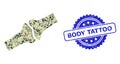 Rubber Body Tattoo Stamp Seal and Military Camouflage Collage of Bone Joint