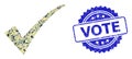 Grunge Vote Stamp and Military Camouflage Collage of Confirm Tick