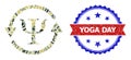 Military Camouflage Mental Recovery Icon Mosaic and Distress Bicolor Yoga Day Stamp