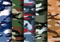 Military camouflage seamless pattern. Big set. Khaki texture. Trendy background. Abstract color vector illustration. For design , Royalty Free Stock Photo