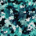 Military camouflage seamless pattern. China style urban digital pixel style. Royalty Free Stock Photo