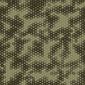 Military Camouflage Seamless pattern, Hexagonal grid background.