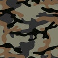 Military camouflage seamless pattern. Khaki texture. Trendy background. Abstract color vector illustration. For design wallpaper,