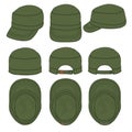 MILITARY CAP LAYERED FASHION FLAT SKETCH TEMPLATE SET MOCKUP