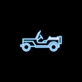 Military car icon in neon style. One of Military collection icon can be used for UI, UX