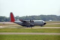 Military cargo airplane equipped with ski