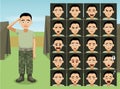 Military Casual Wear Soldier Cartoon Emotion faces Royalty Free Stock Photo