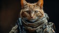 A military cat in a military uniform with an automatic rifle Royalty Free Stock Photo