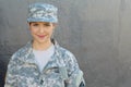 Military Caucasian Army Woman with Copy Space Royalty Free Stock Photo