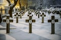 Military cemetery covered with snow Royalty Free Stock Photo
