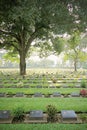 Military Cemetery, Kanchanaburi War Cemetery Don Rak Kanchanaburi, Thailand - Jan 20 2013: Black and White photo Royalty Free Stock Photo