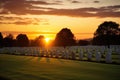 military cemetery view during a sunset