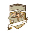 Military Chef Cook Wearing Camouflage Uniform Saluting Set Inside Camo Crest Retro Style