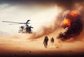 Military choppers or helicopters crosses fire illustration. Ai genrative