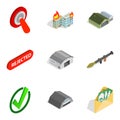 Military clique icons set, isometric style