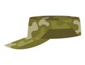 Military clothes, equipment for soldier. Woodland camouflage style, isolated icon. Isolated hat. Flat cartoon, vector