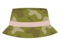 Military clothes, equipment for soldier. Woodland camouflage style, isolated icon. Isolated hat. Flat cartoon, vector