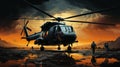 Military combat helicopter for war, aviation for combat Royalty Free Stock Photo