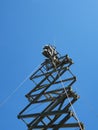 Military communications antenna against the sky. Royalty Free Stock Photo