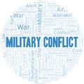 Military Conflict word cloud. Vector made with the text only. Royalty Free Stock Photo