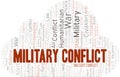 Military Conflict word cloud. Vector made with the text only. Royalty Free Stock Photo