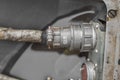 Military connector with a thick cable in military equipment Royalty Free Stock Photo