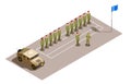 Military Division Service Isometric Composition