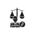 Military court glyph black icon. Judiciary concept. Officer in uniform element. Sign for web page, mobile app, button, logo.