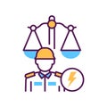 Military court line color icon. Judiciary concept. Officer in uniform element. Sign for web page, mobile app, button, logo