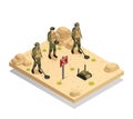 Military Demining Robots Isometric Composition Royalty Free Stock Photo